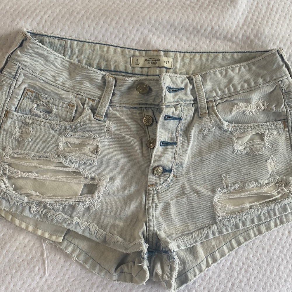 Abercrombie & fitch distressed jean shorts